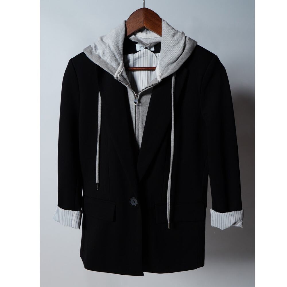 Evereve Black Gray Hooded Blazer Jacket Size S